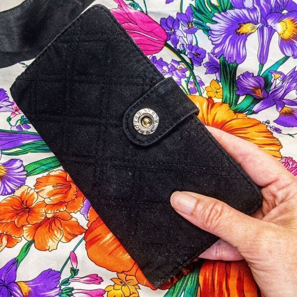 Vera Bradley Black Quilted Microfiber Long Wallet - Picture 7 of 7
